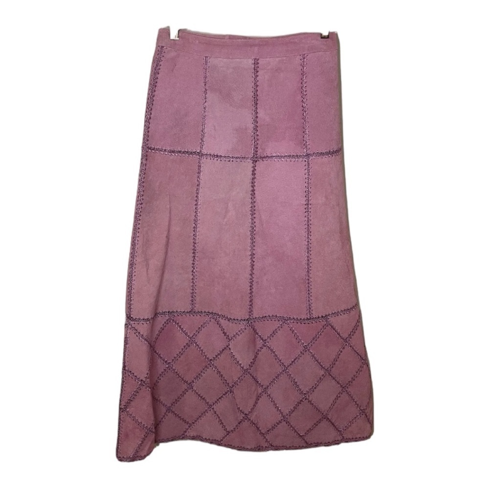 S.M.H. Suede Crochet Maxi Skirt